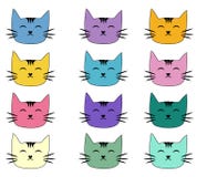 Cats, set of cute doodle. Sketch character handmade to Print T-shirts stock illustration Cats, set of cute doodle. Sketch character handmade to Print T-shirts stock illustration