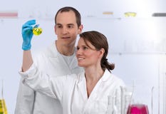 Caucasian Biotechnicians In The Lab Royalty Free Stock Photo