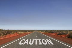 Caution written on the road stock illustration Caution written on the road stock illustration
