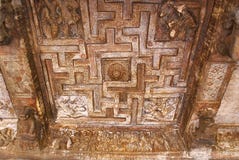 Cave 2 : Ceiling showing a Swastika in a square frame. Badami Caves, Karnataka.