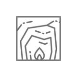 Cave life, fire, hearth, prehistoric home line icon. royalty free illustration Cave life, fire, hearth, prehistoric home line icon. royalty free illustration