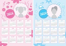 Caçoa o calendário do ano novo 2018 ilustração do vetor Caçoa o calendário do ano novo 2018 ilustração do vetor