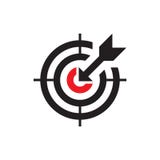 Cel z strzałą - czarna ikony onwhite tła wektoru ilustracja Strategii biznesowej pojęcia znak projekta elementu grafika ilustracji Cel z strzałą - czarna ikony onwhite tła wektoru ilustracja Strategii biznesowej pojęcia znak projekta elementu grafika ilustracji