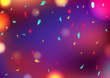 Celebrate party blurry colorful Bokeh abstract background decoration confetti falling, greeting card festival event concept vector
