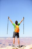 Celebrating winning hiker cheering happy royalty free stock photos Celebrating winning hiker cheering happy royalty free stock photos
