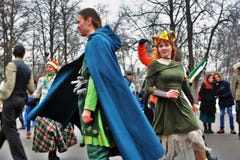 Celebração do dia do ` s de St Patrick em Moscou imagem de stock Celebração do dia do ` s de St Patrick em Moscou imagem de stock