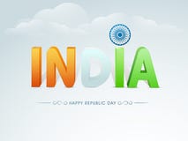 Celebração indiana feliz do dia da república com texto 3D Imagens de Stock