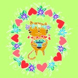 Celebrities funny cat with little hearts stock illustration Celebrities funny cat with little hearts stock illustration