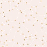 Celestial elements and golden stars in a seamless pattern design stock illustration Celestial elements and golden stars in a seamless pattern design stock illustration