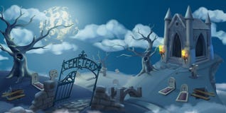 Cementerio, fondo de Halloween gráficos de vector 3d ilustración del vector Cementerio, fondo de Halloween gráficos de vector 3d ilustración del vector