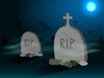 Cemitério com as lápides no ilustração stock Cemitério com as lápides no ilustração stock