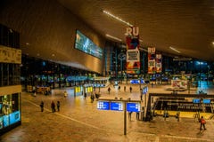 Inside rotterdam central station at night Royalty Free Stock Image Inside rotterdam central station at night Royalty Free Stock Image