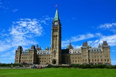 Centrumblok van de Canadese Parlementsgebouwen in Ottawa stock foto Centrumblok van de Canadese Parlementsgebouwen in Ottawa stock foto