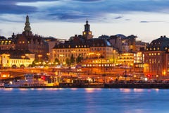 Cenário da noite de Stockhom, Sweden Imagem de Stock Cenário da noite de Stockhom, Sweden Imagem de Stock