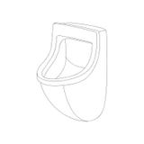 Step 4: Draw the top edge of the urinal by adding another elongated oval that is aligned with the bottom part of the urinal.