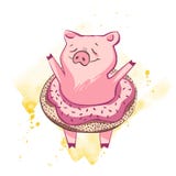 Cerdo divertido Aislado en blanco Ejemplo lindo del vector Símbolo del año en el calendario chino libre illustration Cerdo divertido Aislado en blanco Ejemplo lindo del vector Símbolo del año en el calendario chino libre illustration