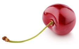 Cerise mûre simple d'isolement sur le blanc photographie stock Cerise mûre simple d'isolement sur le blanc photographie stock