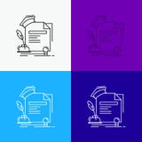 certificato, grado, istruzione, premio, icona di accordo sopra vario fondo Linea progettazione di stile, progettata per il web ed illustrazione di stock certificato, grado, istruzione, premio, icona di accordo sopra vario fondo Linea progettazione di stile, progettata per il web ed illustrazione di stock