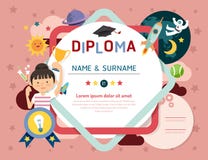 Certifikatet lurar diplomet, utrymme för dagismallorientering royaltyfri illustrationer Certifikatet lurar diplomet, utrymme för dagismallorientering royaltyfri illustrationer