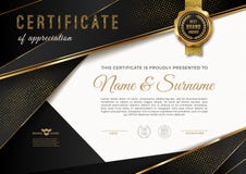 Certifikatmall med guillochemodellen och lyxiga guld- best?ndsdelar diplommalldesign royaltyfri illustrationer Certifikatmall med guillochemodellen och lyxiga guld- best?ndsdelar diplommalldesign royaltyfri illustrationer