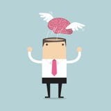 Cerveau avec l'absence de vol d'aile de la méditation d'homme d'affaires illustration libre de droits Cerveau avec l'absence de vol d'aile de la méditation d'homme d'affaires illustration libre de droits