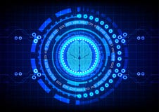 Cervello astratto con il fondo di progettazione di massima di tecnologia del cerchio illustrazione vettoriale Cervello astratto con il fondo di progettazione di massima di tecnologia del cerchio illustrazione vettoriale