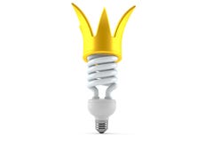 Cfl för ljus kula med den guld- kronan royaltyfri illustrationer Cfl för ljus kula med den guld- kronan royaltyfri illustrationer