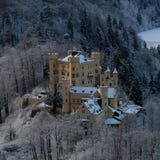 Ch?teau de Milou Hohenschwangau pendant l'hiver images stock Ch?teau de Milou Hohenschwangau pendant l'hiver images stock