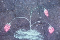 Chalk picture, child`s picture,strawberry Royalty Free Stock Photo Chalk picture, child`s picture,strawberry Royalty Free Stock Photo