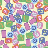 Chamada sem emenda da música do Internet da foto do smartphone do teste padrão ilustração stock Chamada sem emenda da música do Internet da foto do smartphone do teste padrão ilustração stock