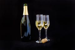 Champagne bottle with champagne glasses. royalty free illustration Champagne bottle with champagne glasses. royalty free illustration