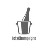 Champagne bottle in an ice bucket icon on white background Stock Images Champagne bottle in an ice bucket icon on white background Stock Images