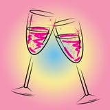 Champagne Glasses Shows Sparkling Wine y bebida stock de ilustración Champagne Glasses Shows Sparkling Wine y bebida stock de ilustración
