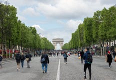 Champs Elysees avenue closed to car traffic - Paris stock photo Champs Elysees avenue closed to car traffic - Paris stock photo