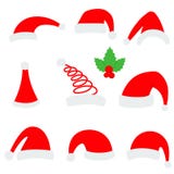 Chapeau de Santa Christmas Chapeau supérieur rouge de Santa d'isolement sur le fond blanc Image libre de droits Chapeau de Santa Christmas Chapeau supérieur rouge de Santa d'isolement sur le fond blanc Image libre de droits