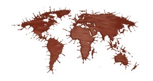 Chapoteo del chocolate con leche en la forma del mapa del mundo libre illustration Chapoteo del chocolate con leche en la forma del mapa del mundo libre illustration