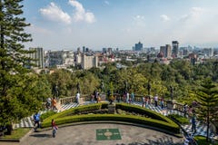 Chapultepec Castle Terrace Gardens View with city skyline - Mexico City, Mexico stock photos Chapultepec Castle Terrace Gardens View with city skyline - Mexico City, Mexico stock photos