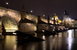 Charles Bridge at night stock image Charles Bridge at night stock image