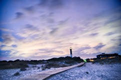 Charleston lighthouse at night located on Sullivan's Island in stock images Charleston lighthouse at night located on Sullivan's Island in stock images