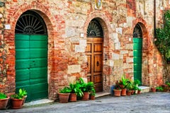 Charming floral decorated old streets of medieval towns of Italy Stock Image Charming floral decorated old streets of medieval towns of Italy Stock Image
