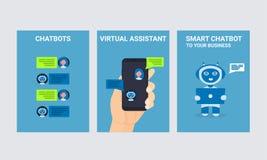 Chat bot robot mobile man hand people icons set royalty free illustration Chat bot robot mobile man hand people icons set royalty free illustration