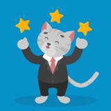 Chat d'affaires dans le costume et l'étoile ci-dessus Le meilleur directeur illustration de vecteur Chat d'affaires dans le costume et l'étoile ci-dessus Le meilleur directeur illustration de vecteur