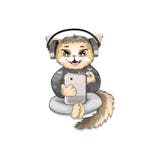 Chat heureux dans un chandail avec des cerfs communs illustration de vecteur Chat heureux dans un chandail avec des cerfs communs illustration de vecteur