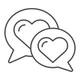 Chat for love thin line icon. Speech bubble with heart vector illustration isolated on white. Love message outline style royalty free illustration Chat for love thin line icon. Speech bubble with heart vector illustration isolated on white. Love message outline style royalty free illustration