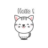 Chat mignon indiquant le bonjour ! illustration libre de droits Chat mignon indiquant le bonjour ! illustration libre de droits