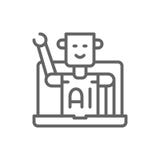 Chatbot, ρομπότ εξυπηρέτησης πελατών, εικονίδιο γραμμών τεχνητής νοημοσύνης ελεύθερη απεικόνιση δικαιώματος Chatbot, ρομπότ εξυπηρέτησης πελατών, εικονίδιο γραμμών τεχνητής νοημοσύνης ελεύθερη απεικόνιση δικαιώματος