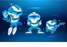 5 chatbots в различных представлениях и настроениях Дизайн цифров в стиле шаржа Голубой тон также вектор иллюстрации притяжки cor иллюстрация штока 5 chatbots в различных представлениях и настроениях Дизайн цифров в стиле шаржа Голубой тон также вектор иллюстрации притяжки cor иллюстрация штока