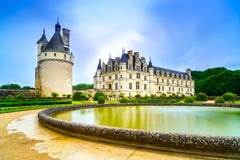 Chateau de Chenonceau castle. Loire, France royalty free stock photography Chateau de Chenonceau castle. Loire, France royalty free stock photography