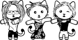 Chatons noirs et blancs modernes Partie 3 filles illustration libre de droits Chatons noirs et blancs modernes Partie 3 filles illustration libre de droits