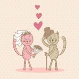 Chats d'amour de jour du mariage de carte illustration de vecteur Chats d'amour de jour du mariage de carte illustration de vecteur